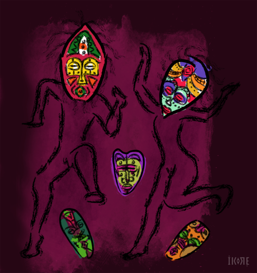 Arte de concepto para proyecto narrativo personal de tribus africanas. tribal-africano